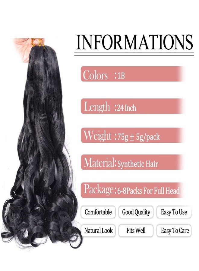 Luoyudu French Curly Braiding Hair 24Inch Loose Wavy 8 Packs #1B Black Bouncy Braiding Hair Extensions 75g/Pack Synthetic French Curl Crochet Hair Extensions（8packs,24Inch) - Image 2